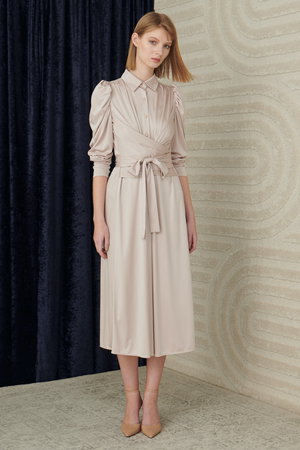 コルコバード/CORCOVADOのサテンスムースカシュクールシャツドレス(110500/110502)