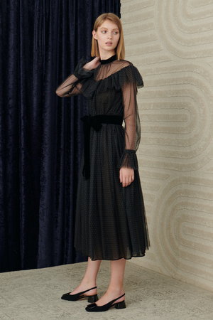 コルコバード/CORCOVADOのドットプリントチュールドレス(110500/110502)