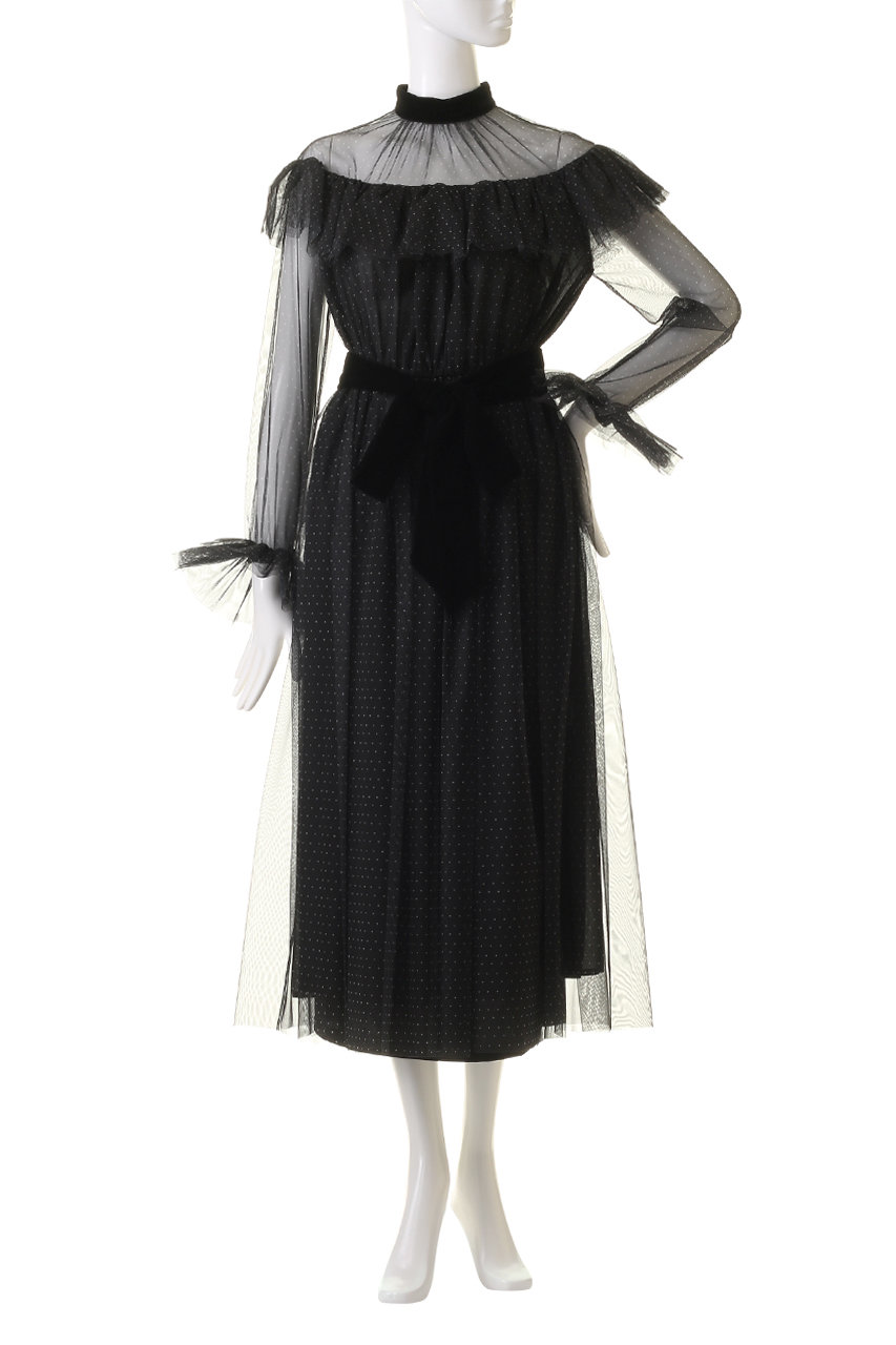 CORCOVADO(コルコバード)｜ドットプリントチュールドレス/ブラック の  