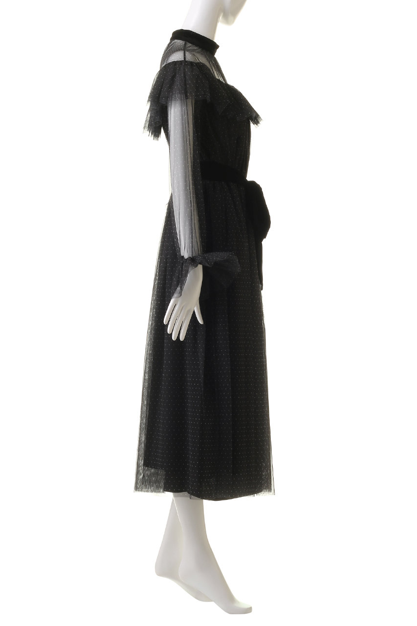 CORCOVADO(コルコバード)｜ドットプリントチュールドレス/ブラック の