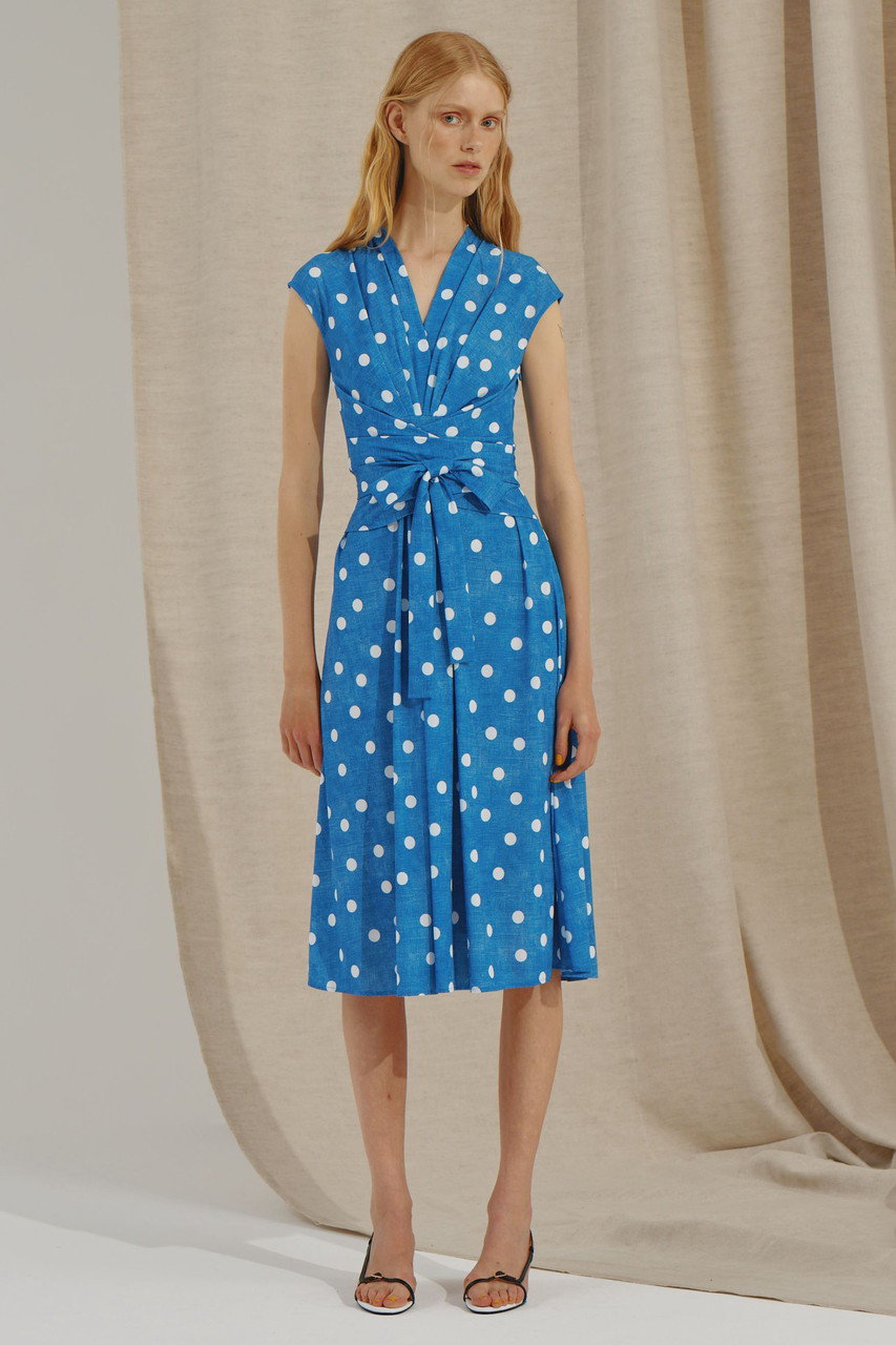 極美品　25SS コルコバード　デニムドットカシュクールドレス ストレッチ CORCOVADO(コルコバード)｜デニムドットカシュクールドレス/デニム