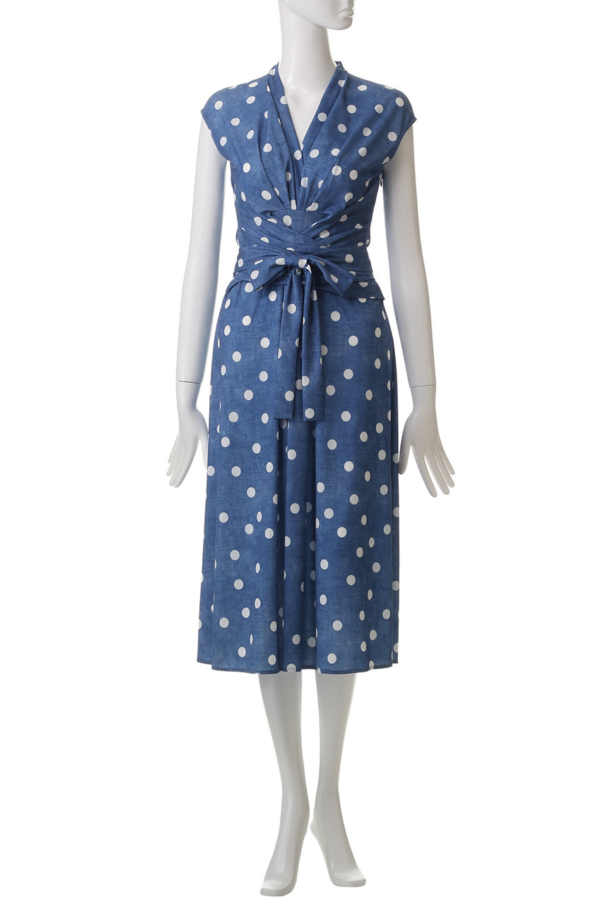 極美品　25SS コルコバード　デニムドットカシュクールドレス ストレッチ CORCOVADO(コルコバード)｜デニムドットカシュクールドレス/デニム