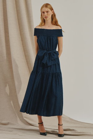 コルコバード/CORCOVADOのドット柄リトルネイビードレス(110400/110402)