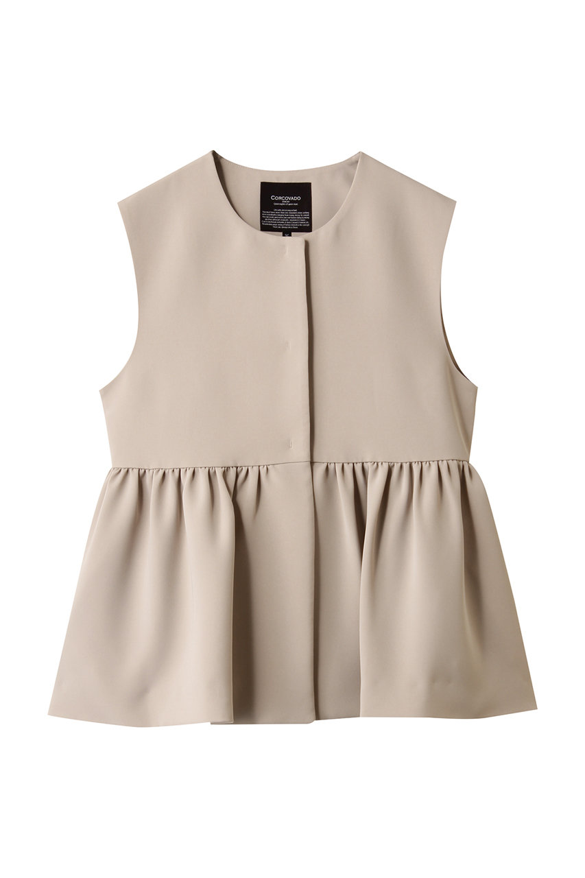 CORCOVADO ダブルクロスペプラムジレ (ベージュ, 36) コルコバード ELLE SHOP CORCOVADO ダブルクロスペプラムジレ (ベージュ, 36) コルコバード ELLE SHOP