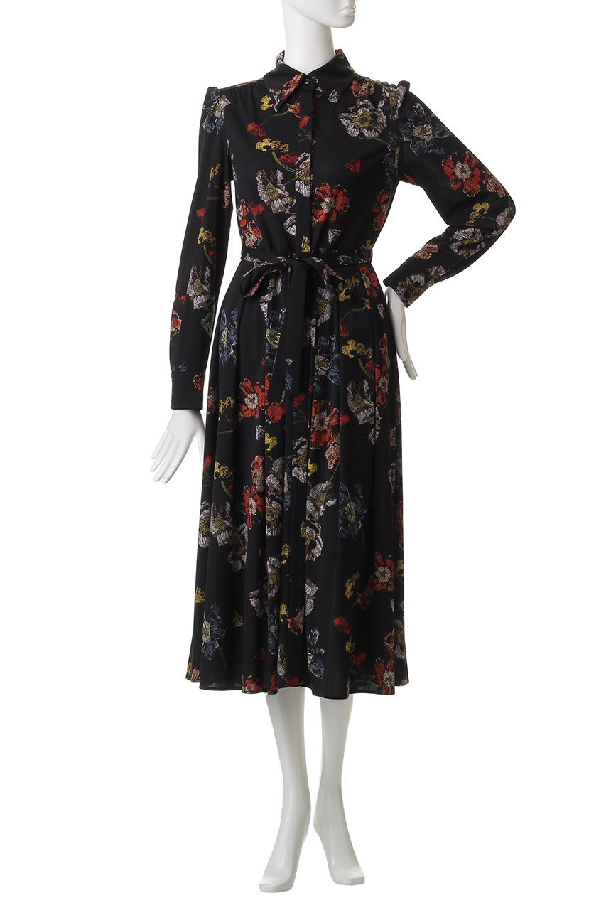 CORCOVADO(コルコバード)｜ジャージーシャツドレス/ブラックペタル の