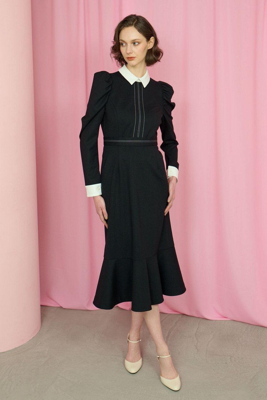 CORCOVADO(コルコバード)｜白襟リトルブラックドレス/ブラック の通販