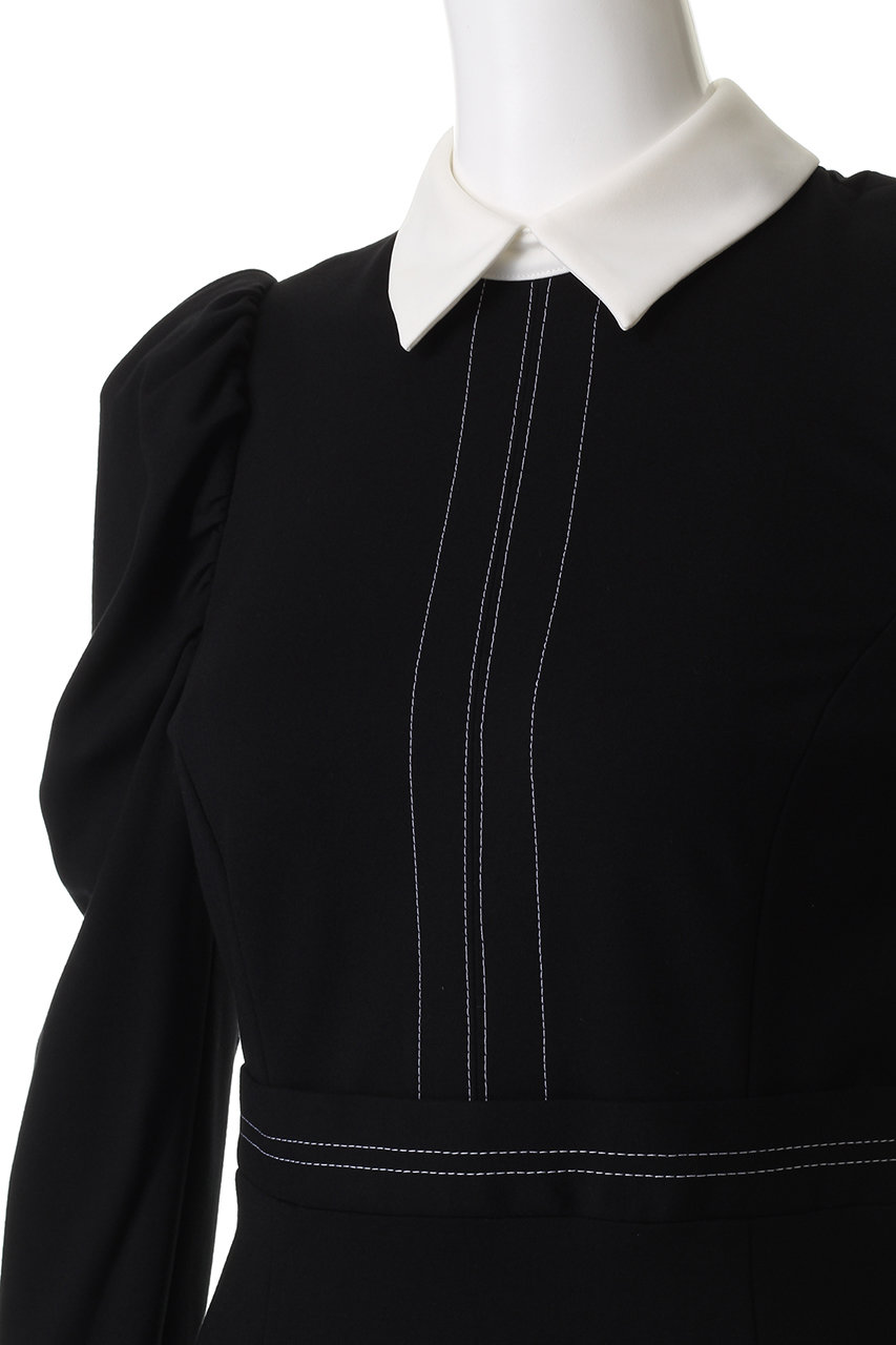 美品✨コルコバード23AW Y ニットドレス　ワンピース　白襟　完売 CORCOVADO(コルコバード)｜白襟リトルブラックドレス/ブラック の通販