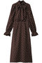 ドットプリントショコラドレス コルコバード/CORCOVADO ブラウン