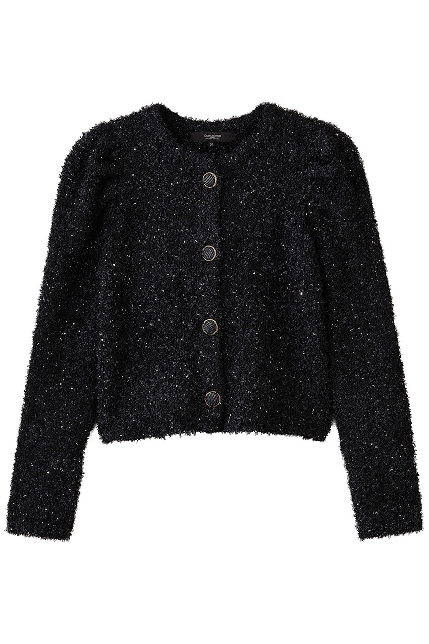 CORCOVADO ファンシーヤーンカーディガン (ブラック, 38) コルコバード ELLE SHOP