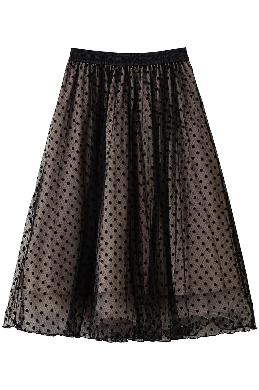 CORCOVADO チュールドットフロッキースカート (ブラック, 38) コルコバード ELLE SHOP CORCOVADO チュールドットフロッキースカート (ブラック, 38) コルコバード ELLE SHOP