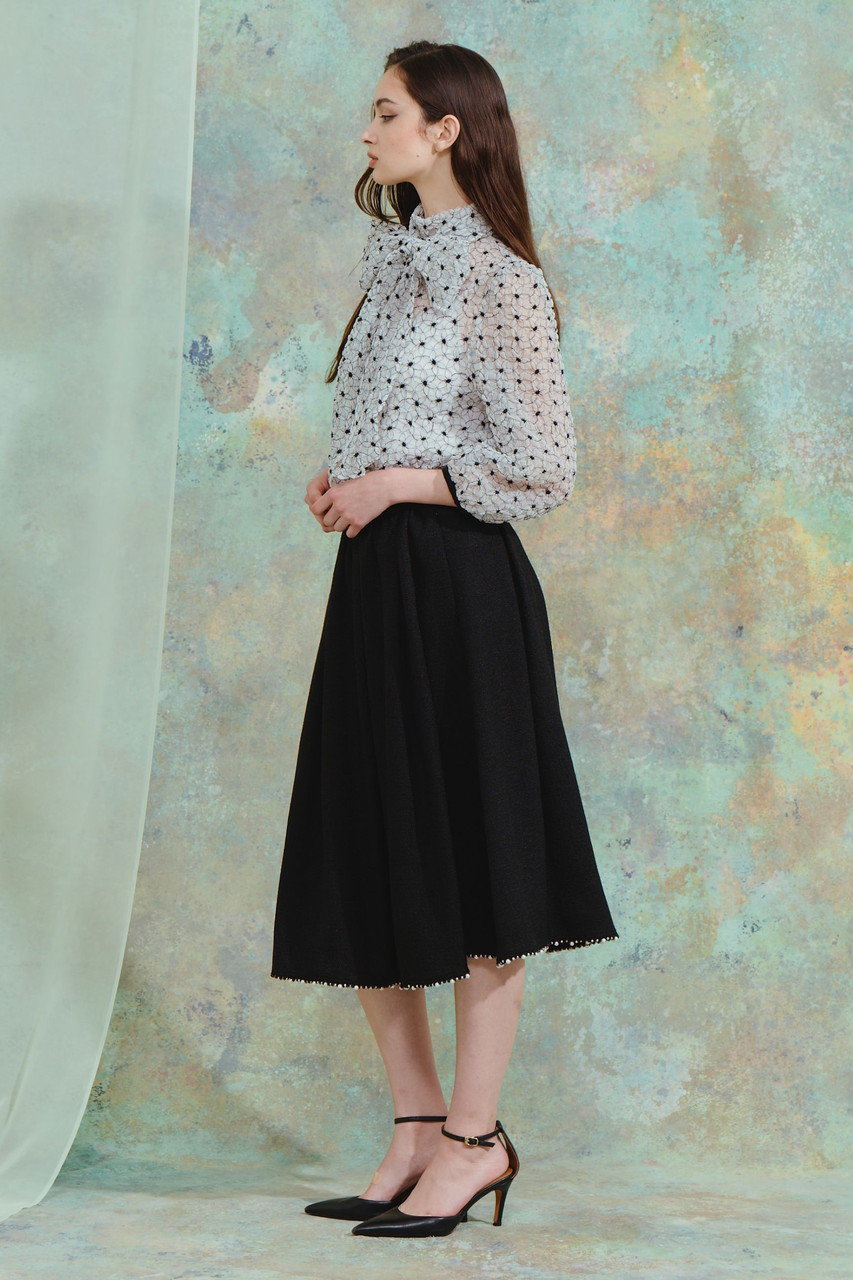 CORCOVADO コルコバード　スカート CORCOVADO(コルコバード)｜パールトリムツイードスカート/ブラック の