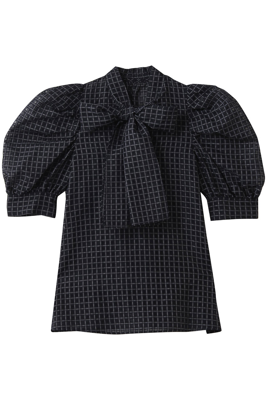 コルコバード/CORCOVADOのコットンシルクシアーチェックブラウス(ネイビー/3804-070-262 BLOUSE)