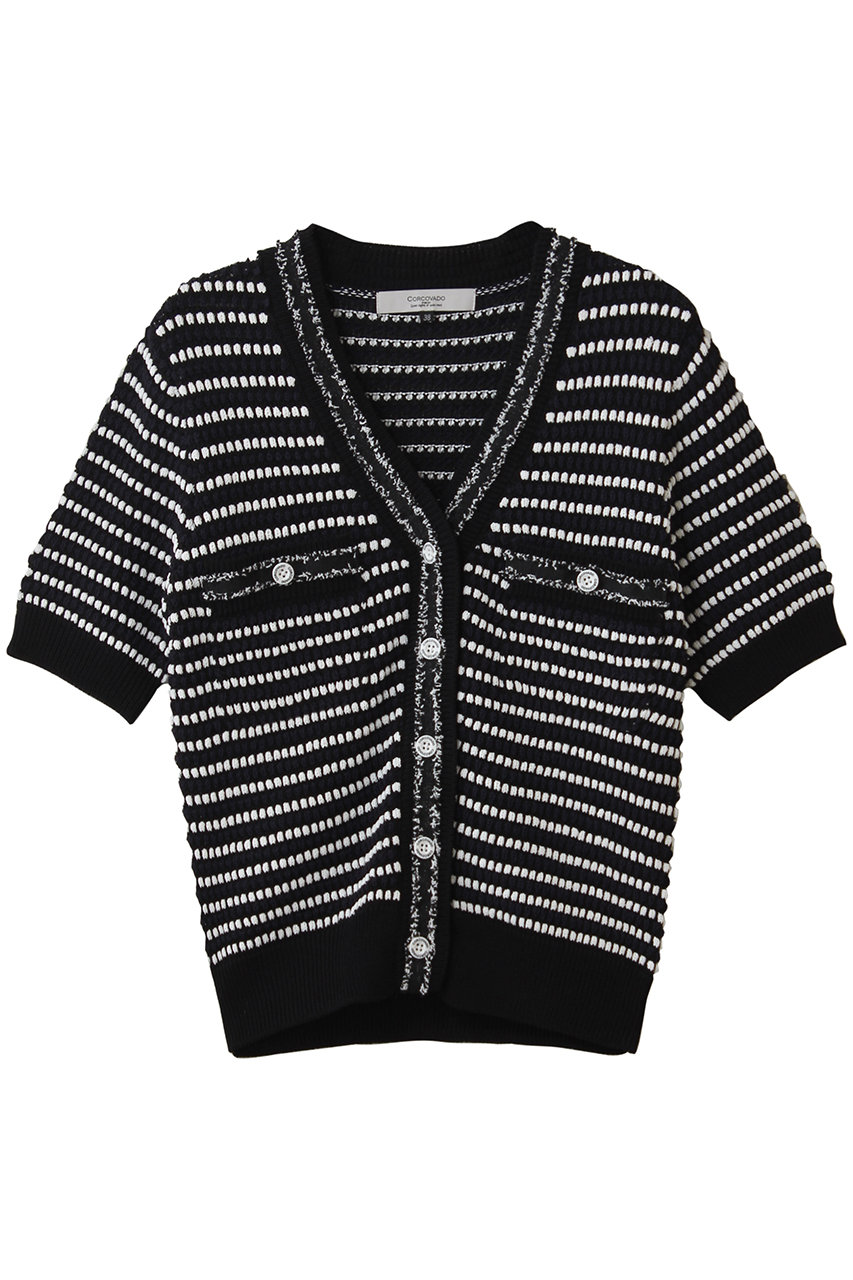 コルコバード/CORCOVADOのツイードライクカーディガン(ブラック/3809-090-262 KNIT)