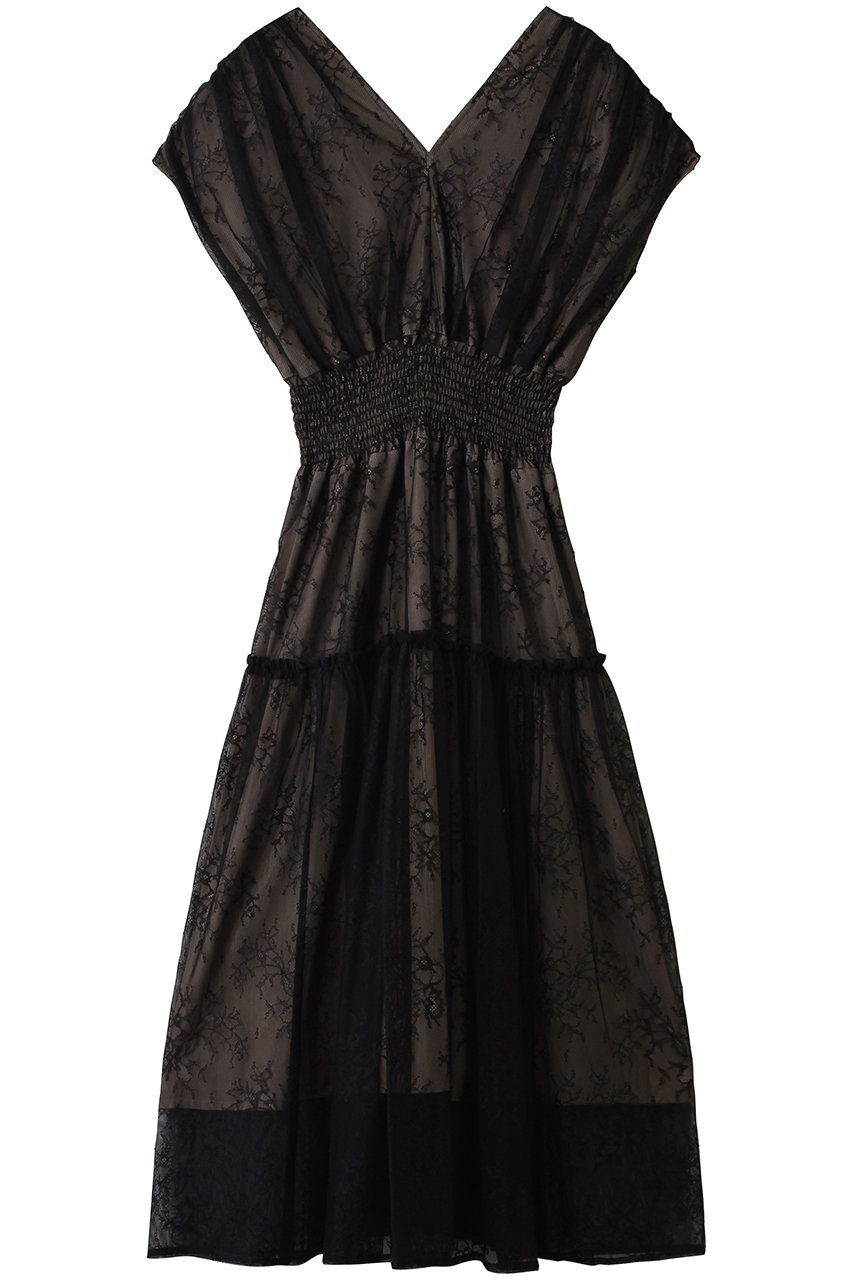 コルコバード/CORCOVADOのシャーリングジャカードドレス(ブラック/3801-170-262 O P)