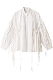 パフスリーブ フリンジ スタンドカラーシャツ