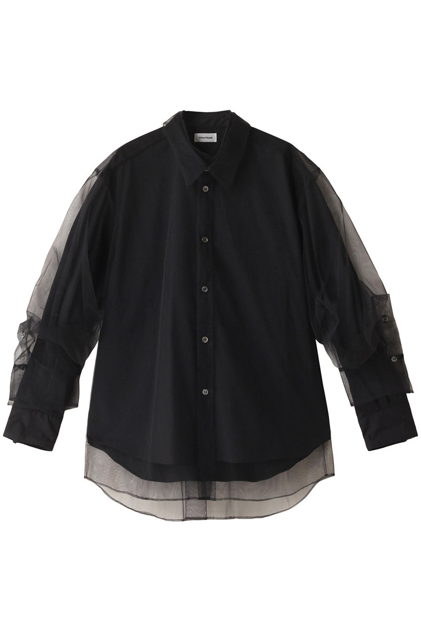 チカ キサダ/Chika Kisadaのチュールレイヤーカラーシャツ(ブラック×ブラック/CB-24216)