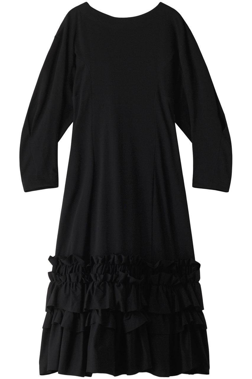 チカ キサダ/Chika Kisadaのフリルヘム ロングスリーブ ドレス(ブラック/CO-24242)