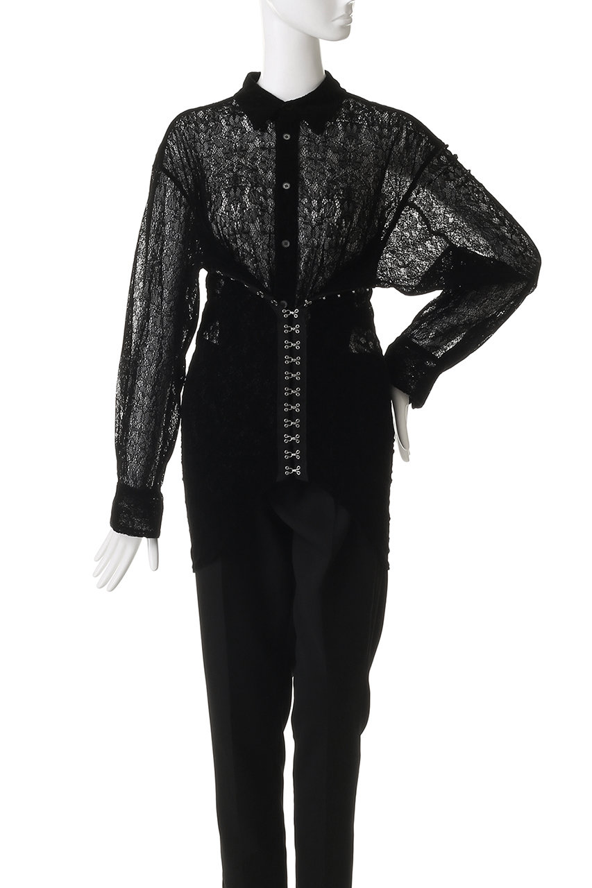 Chika Kisada(チカ キサダ)｜シアー シャツ/ブラック の通販｜ELLESHOP