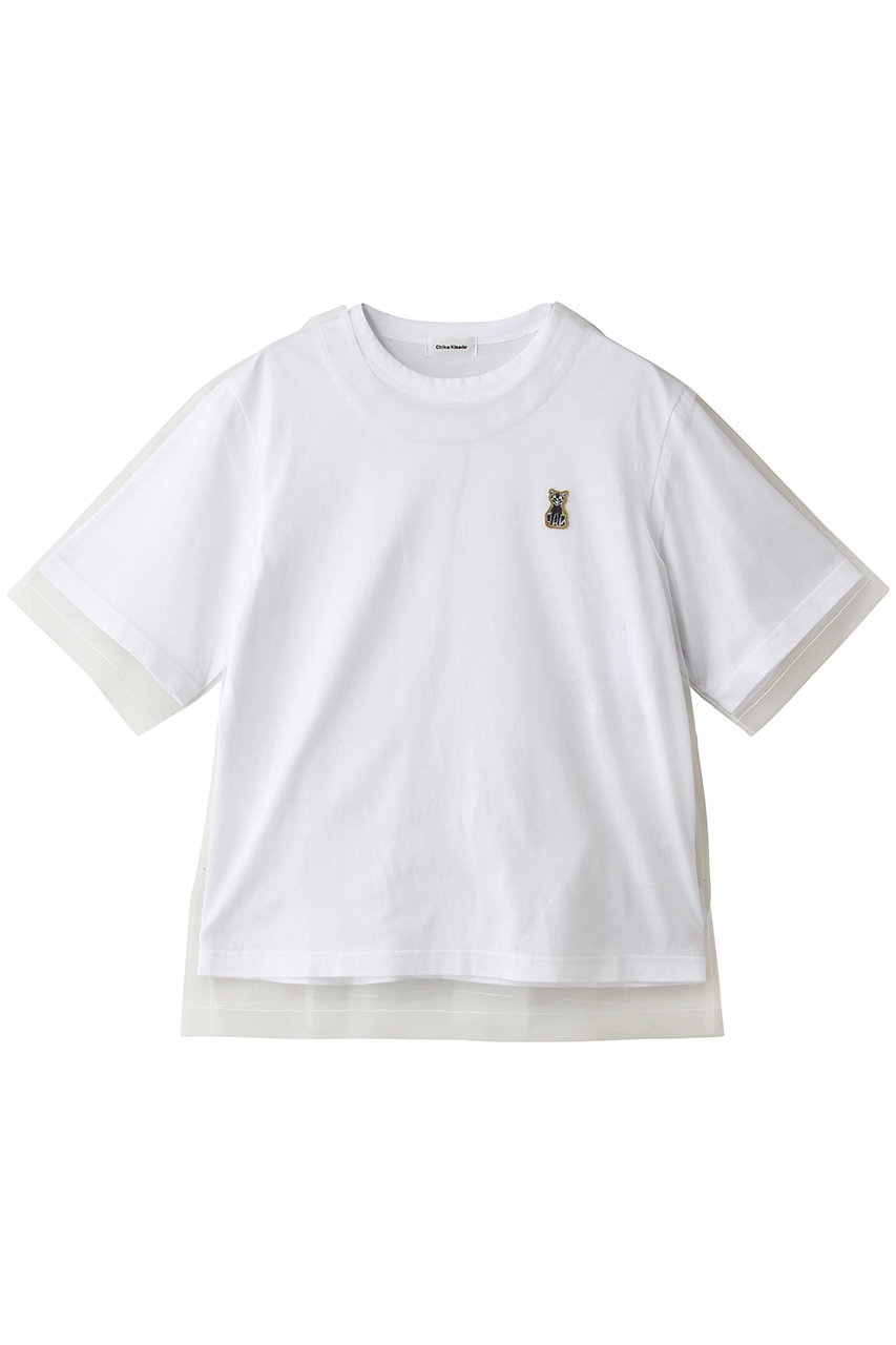チカ キサダ/Chika KisadaのCATパッチ チュール レイヤー Tシャツ(ホワイト/CT-26296)