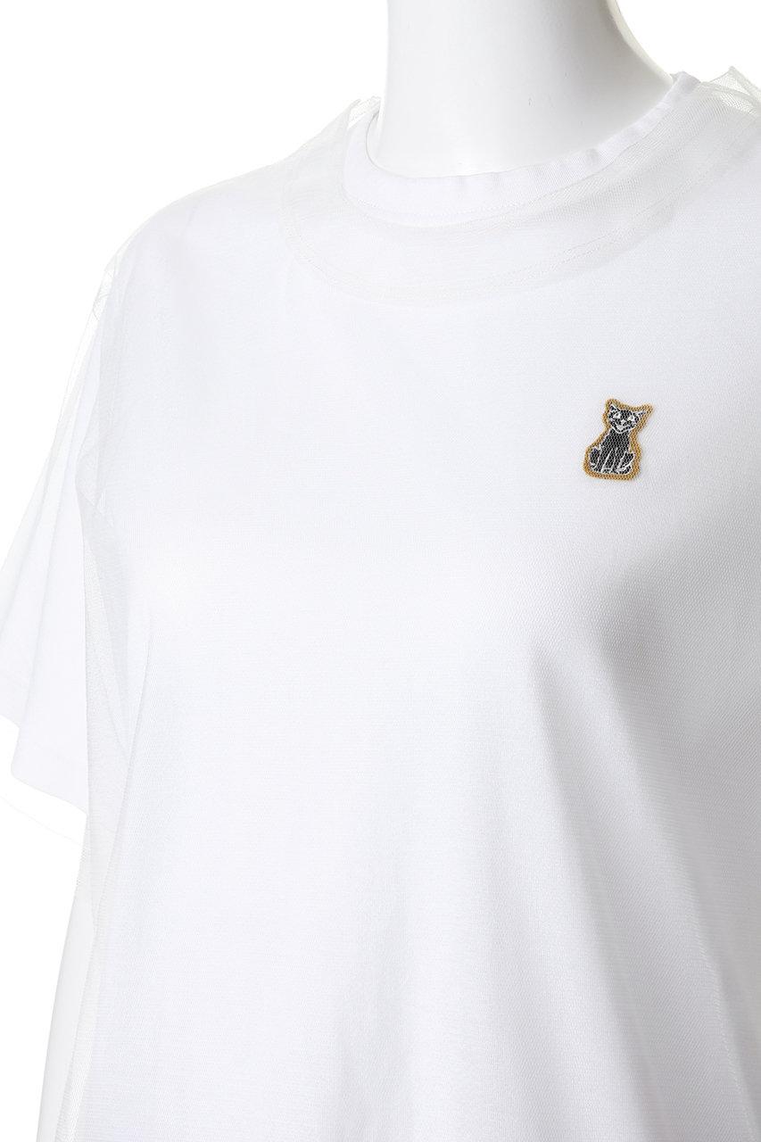 Chika Kisada(チカ キサダ)｜CATパッチ チュール レイヤー Tシャツ