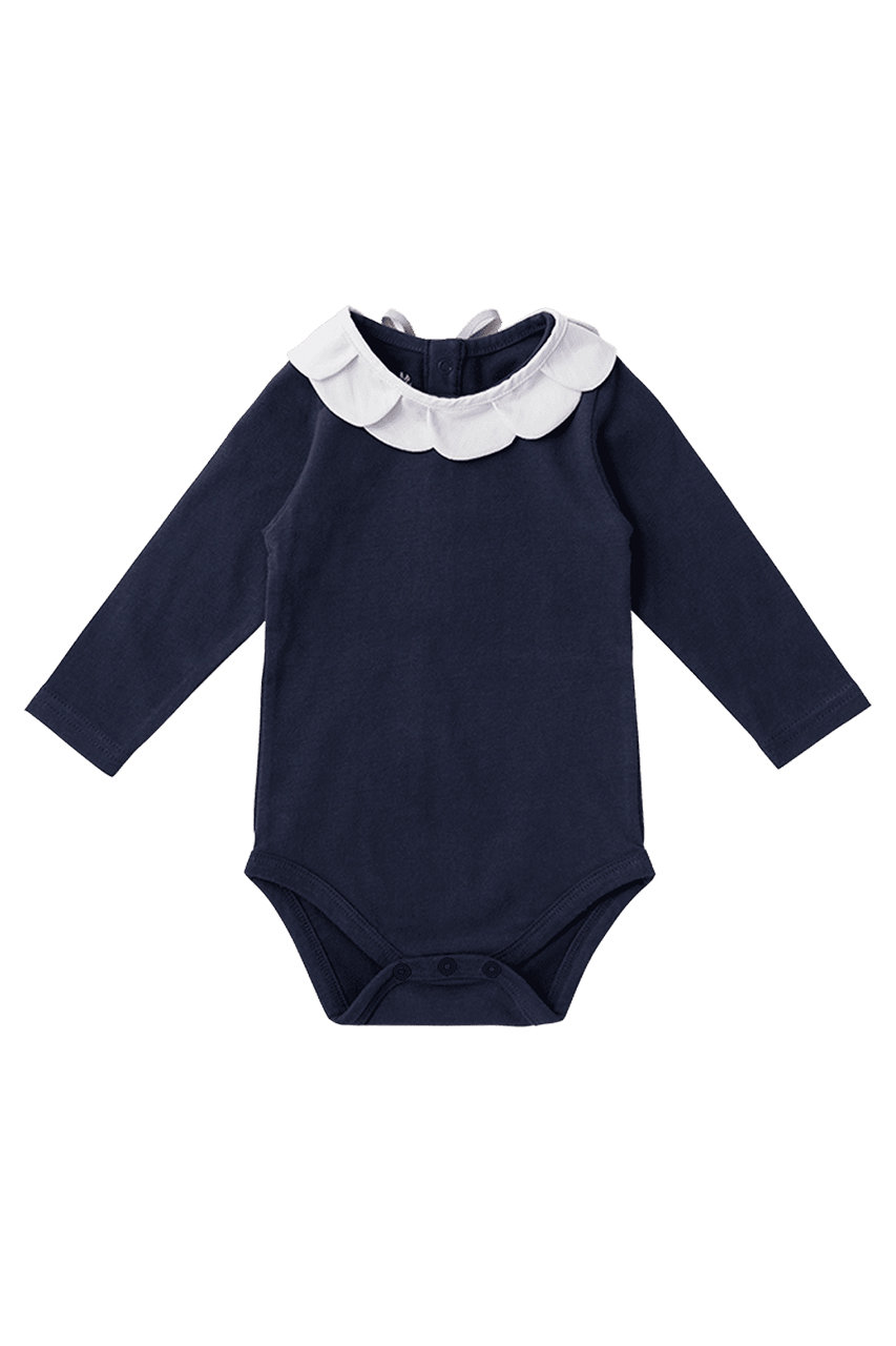 ＜ELLE SHOP＞ MARLMARL 【Baby】ロンパース bodysuits 4 petal (navy 70cm) マールマール ELLE SHOP