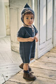 【BABY】knit polo rompers nezu 70-80cm マールマール/MARLMARL