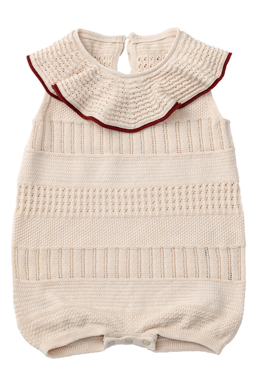 マールマール/MARLMARLの【BABY】knit frill rompers(beni/4571635662162)