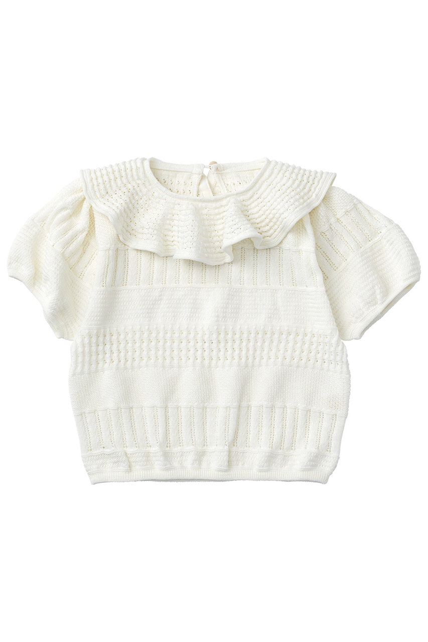 マールマール/MARLMARLの【BABY&KIDS】knit frill blouses(shiro/4571635662223)