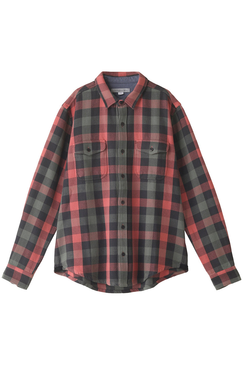 ＜ELLE SHOP＞ OUTERKNOWN 【MEN】BLANKET SHIRT コットンツイルチェック シャツ (マルチ L) アウターノウン ELLE SHOP