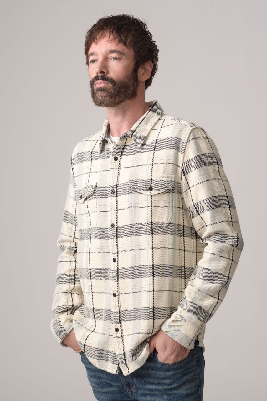 OUTERKNOWN(アウターノウン)｜【MEN】BLANKET SHIRT コットンツイルチェック シャツ/アイボリー  の通販｜ELLESHOP・(エル・ショップ)