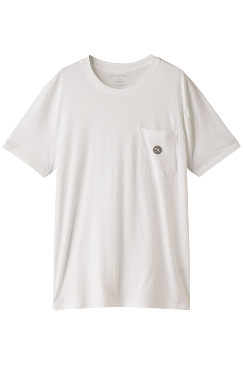 ＜ELLE SHOP＞ OUTERKNOWN 【MEN】OK DOT ロゴポケットTシャツ (ホワイト M) アウターノウン ELLE SHOP画像