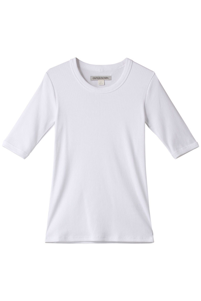 アウターノウン/OUTERKNOWNのSOJOURN RIBBED Tシャツ(ホワイト/9910900247)