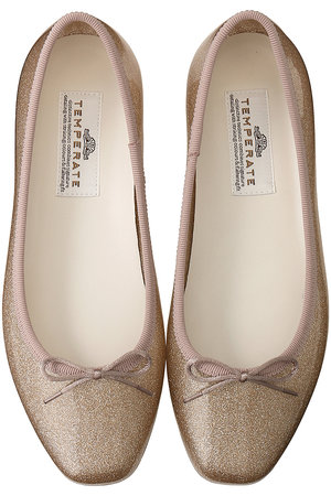 テンパレイト/TEMPERATEのEMMA GLITTER スクエアトゥ バレエシューズ(レイン対応)(130600/130601)