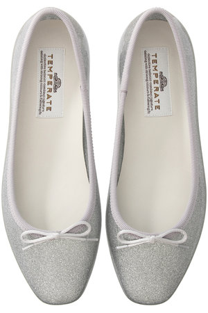 テンパレイト/TEMPERATEのEMMA GLITTER スクエアトゥ バレエシューズ(レイン対応)(130600/130601)