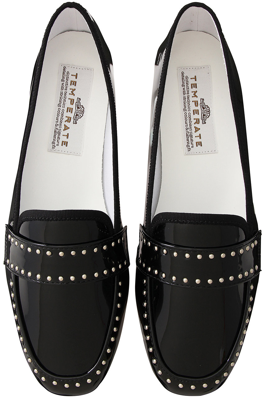 TEMPERATE UTA STUDS 晴雨兼用ポータブルシューズ (BLACK PATENT, 40(25.0cm)) テンパレイト ELLE SHOP