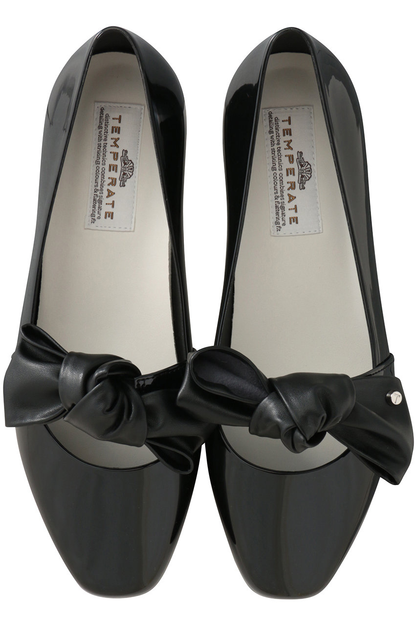 テンパレイト/TEMPERATEのELSIE スクエアトゥ リボンパンプス(レイン対応)(ブラック/ELSIE)