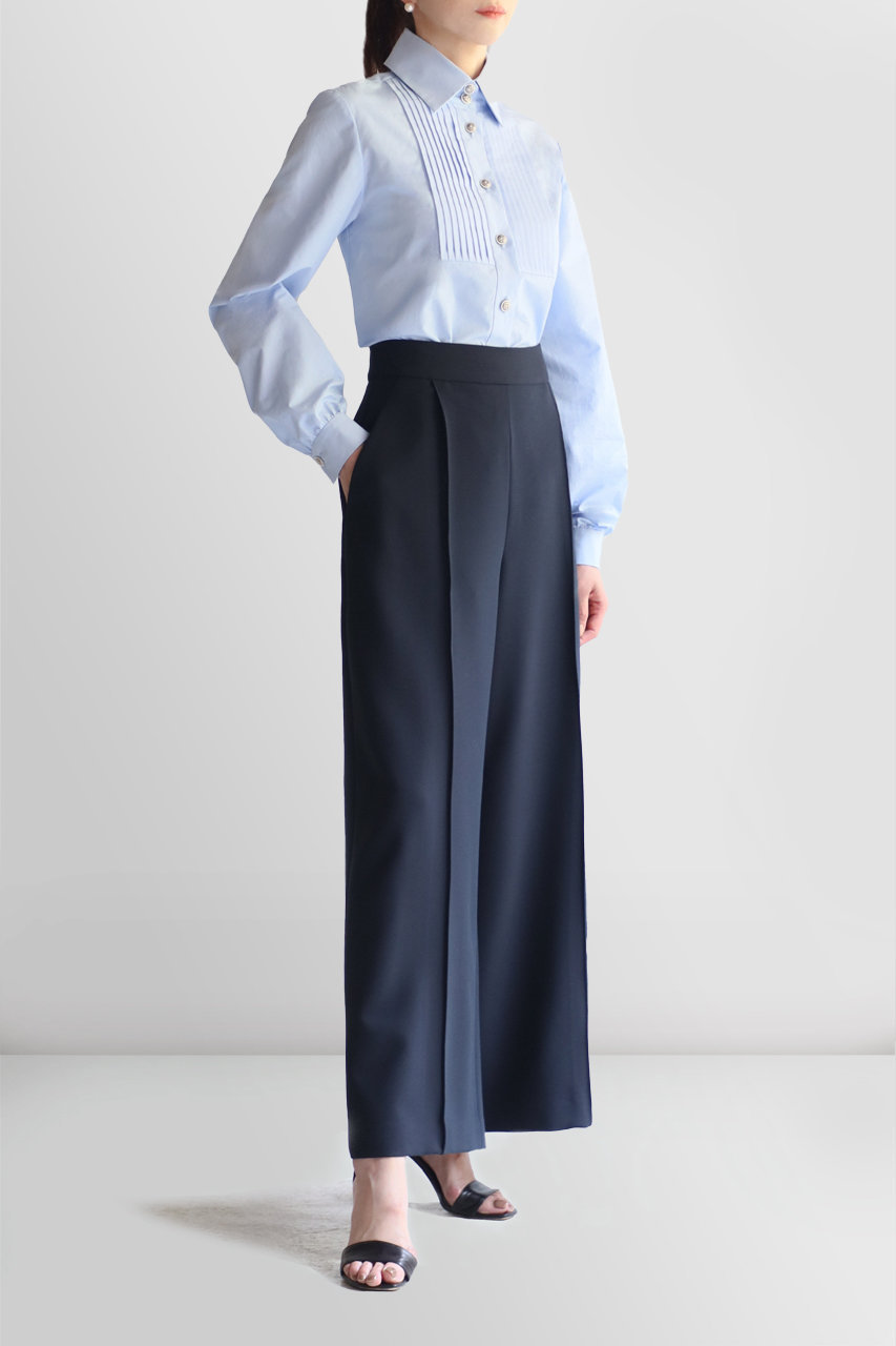 DAISY LIN(デイジーリン)｜Lady Tuxedo Blouse/サックスブルー
