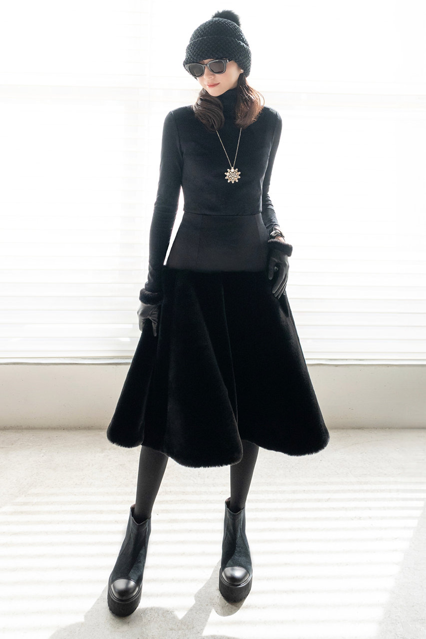 DAISY LIN(デイジーリン)｜Skirt “Love Fur Rich Flare”/ブラック
