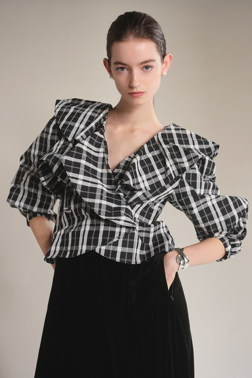 DAISY LINデイジーリン　ギャッツビートップスブラウス　美品 DAISY LIN(デイジーリン)｜Graceful Blouse/ブラック×ホワイト の通販