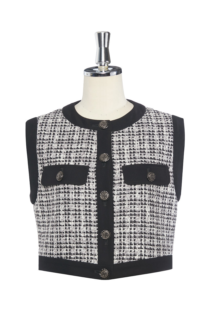 デイジーリン/DAISY LINのWashable Tweed “Stylish Vest”(ブラック×ホワイト/07519-DLJCF16AI)