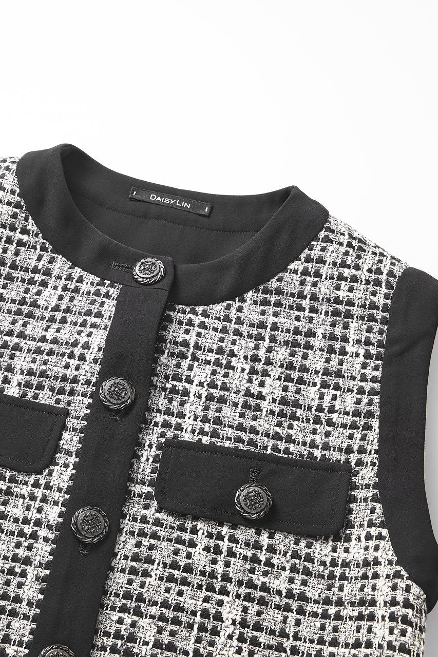 DAISY LIN(デイジーリン)｜Washable Tweed “Stylish Vest”/ブラック