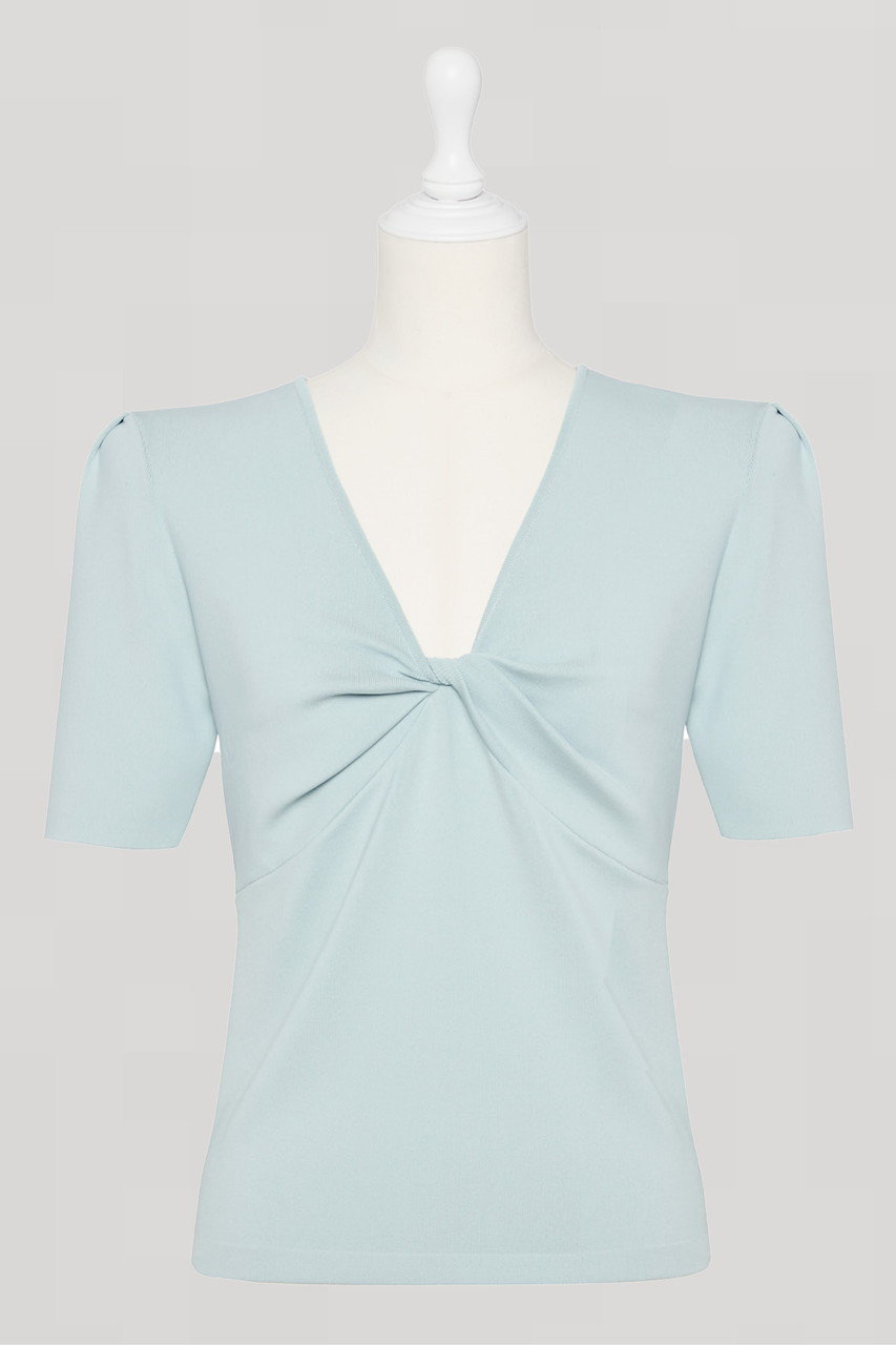 デイジーリン/DAISY LINのKnit Top “Twist Elegant Sleeve”(スモーキーブルー/07563-DLKTCG05SL)