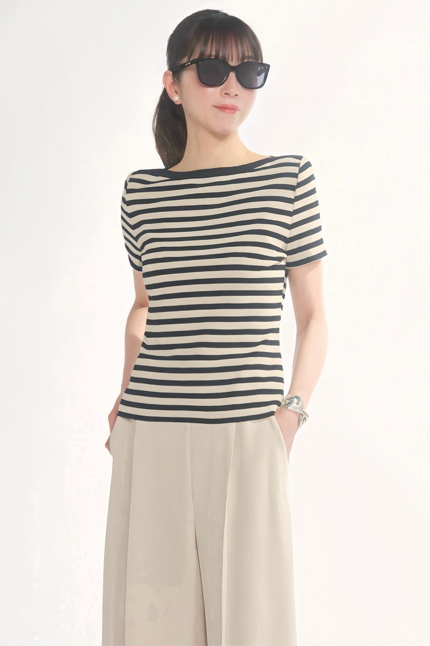 DAISY LIN(デイジーリン)｜Knit Top “Stylish Border”/ブラック
