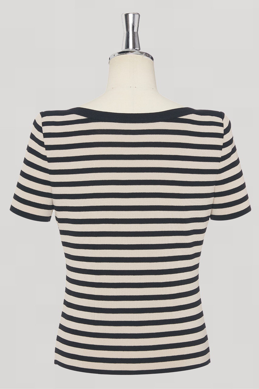 DAISY LIN(デイジーリン)｜Knit Top “Stylish Border”/ブラック