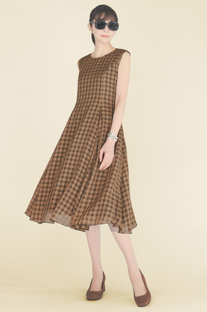 DAISY LIN(デイジーリン)｜Dress “Sheer Check”/ブラウン の通販
