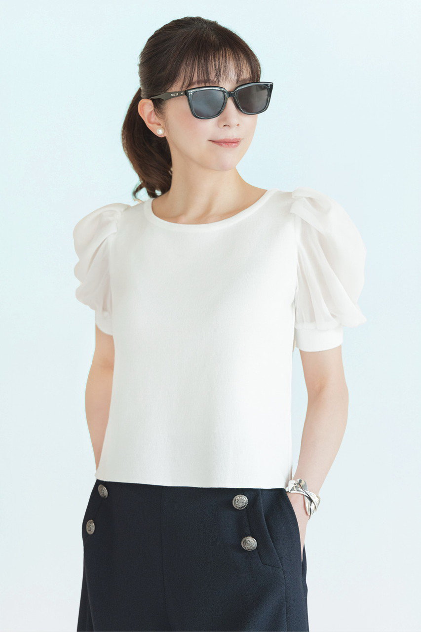 DAISY LIN(デイジーリン)｜Knit Top “Souffle Puff”/ホワイト の通販