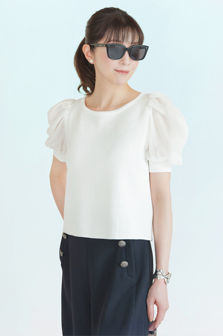 DAISY LIN(デイジーリン)｜Knit Top “Souffle Puff”/ホワイト の通販