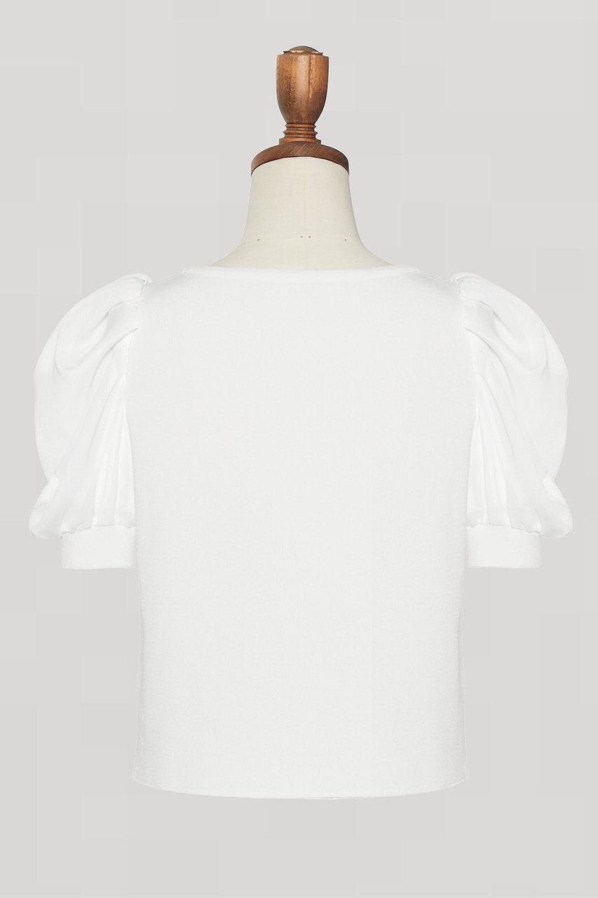 DAISY LIN(デイジーリン)｜Knit Top “Souffle Puff”/ホワイト の通販