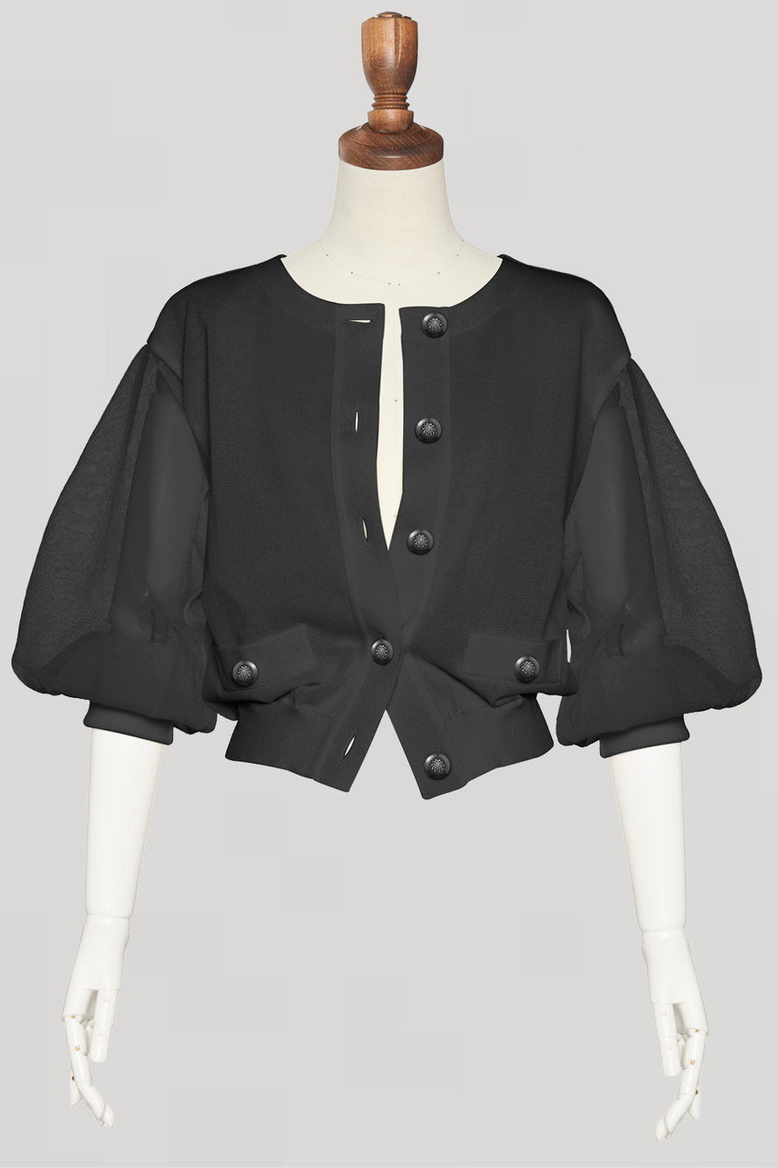 DAISY LIN(デイジーリン)｜Stylish Sheer Knit Cardigan/ブラック