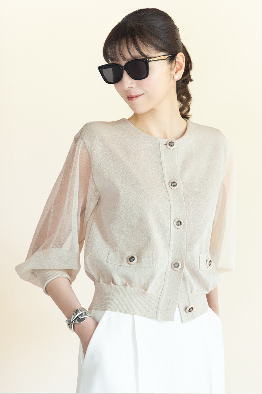 DAISY LIN(デイジーリン)｜Stylish Sheer Knit Cardigan/パウダー